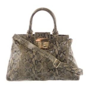 Tory Burch Embossed Python Suede Handle Bag